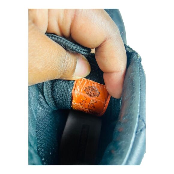 HARLEY DAVIDSON Leather Biker Boot Lace-Up Oil Resistant WMNS Sz 7.5 82034 Rare - Picture 8 of 8